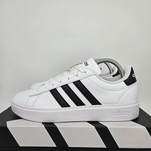 adidas Grand Court Cloudfoam Lifestyle Court Comfort White Black Shoes Size 9.5
